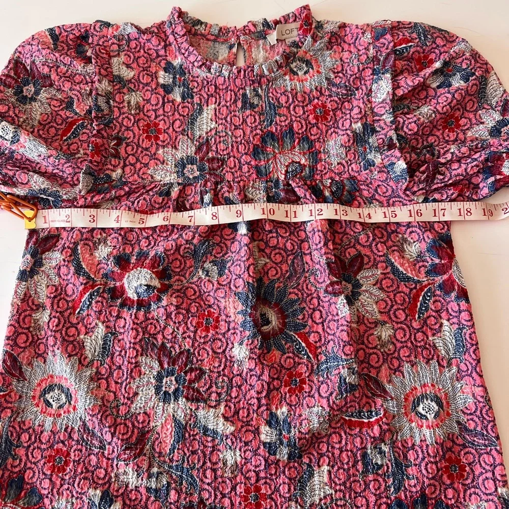 Loft Floral Puff Sleeve Top size xs